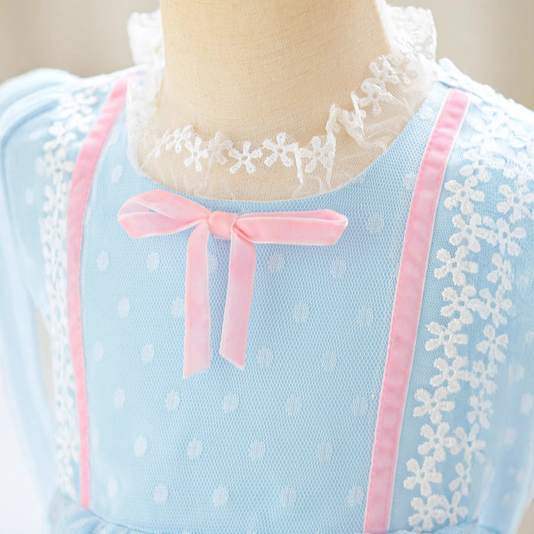 Spot Lolita Princess Dress Girls Kulomie Dress Summer Children's Lace Mesh Dress Dress