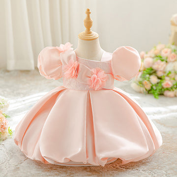 Children's princess dress 2025 new one-year-old dress baby girl bubble sleeve bud dress princess dress one piece hair