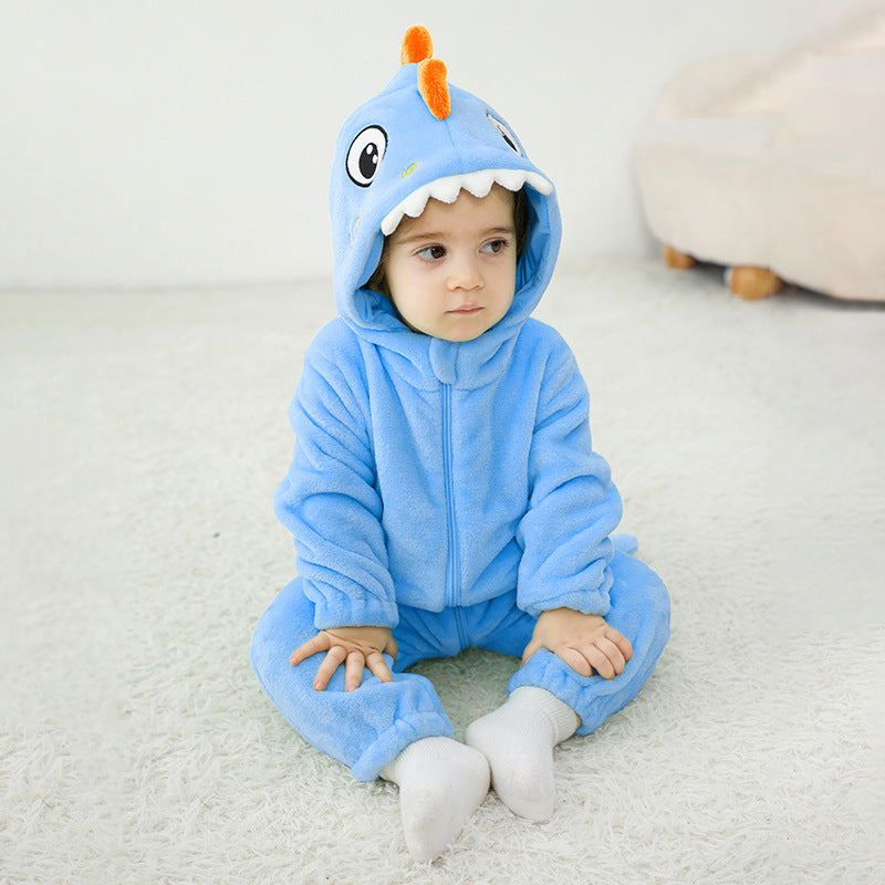 Qile Rabbit Spring and Autumn New Infant and Toddler Cute Styling Clothing 0-5 Year Old Baby Multi-colored Dinosaur Single Layer Romper