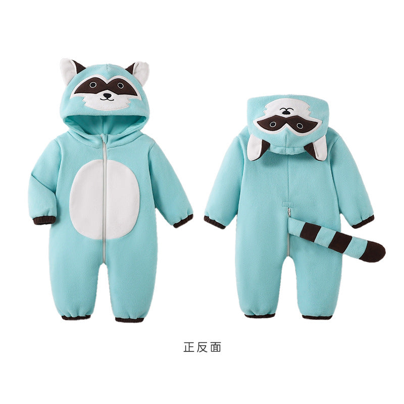 Qile Rabbit Autumn New 0-3 Year Old Baby Animal Shaped One-piece Romper Red Panda Shaped One-piece Romper