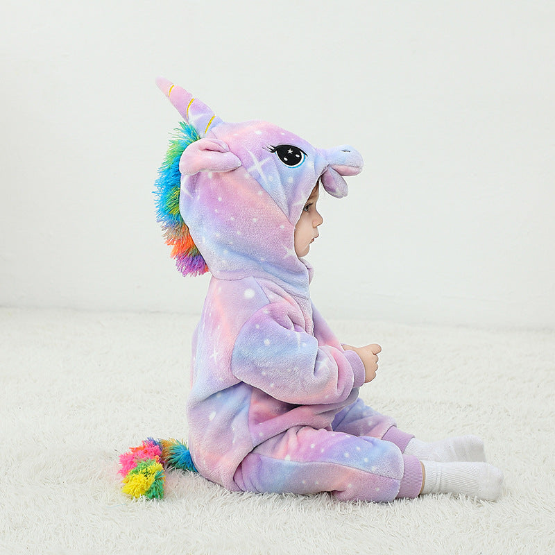 Autumn new baby flannel single-layer shape Romper unicorn shape one-piece Romper