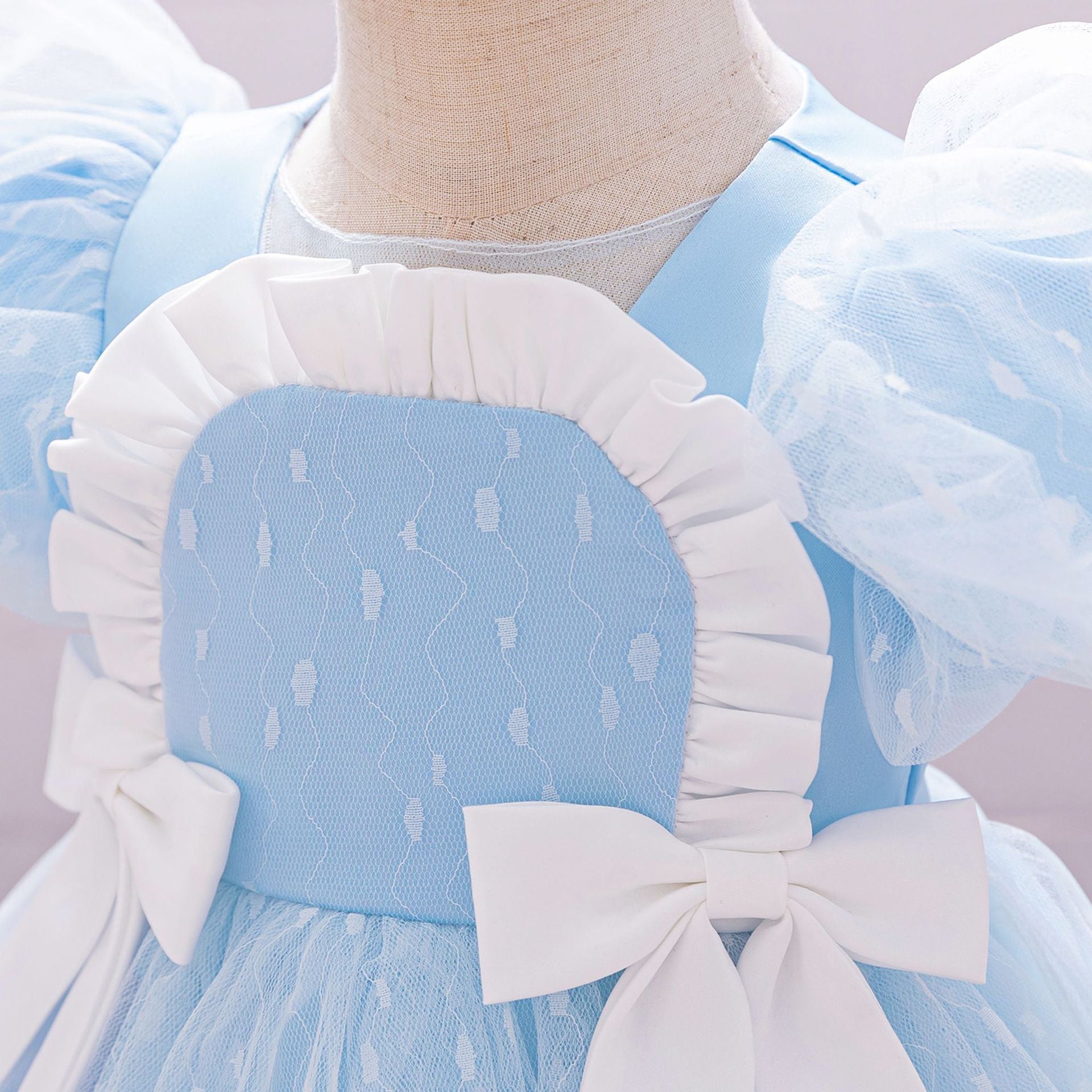 ins style new children's dress bubble sleeve mesh princess dress one-year-old baby dress bow mesh skirt