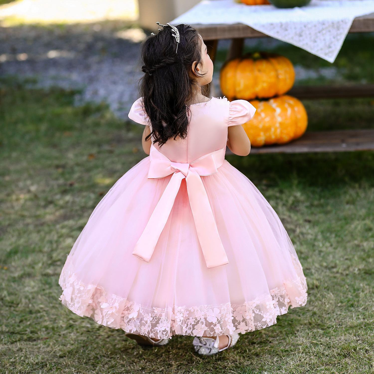 Cross-border supply Children's fluffy princess dress skirt applique cotton lining Baby girl one-year-old dress skirt kids