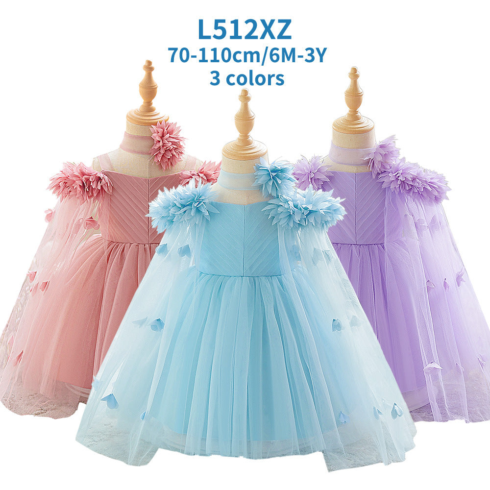Cross-border children's dress flower girl wedding dress piano performance dress little girl host dress factory direct sales