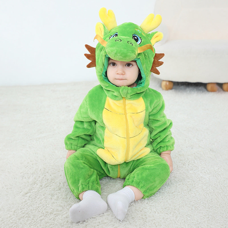 Qile Rabbit autumn new 0-3 year old baby comfortable single-layer styling Romper auspicious dragon styling one-piece Romper