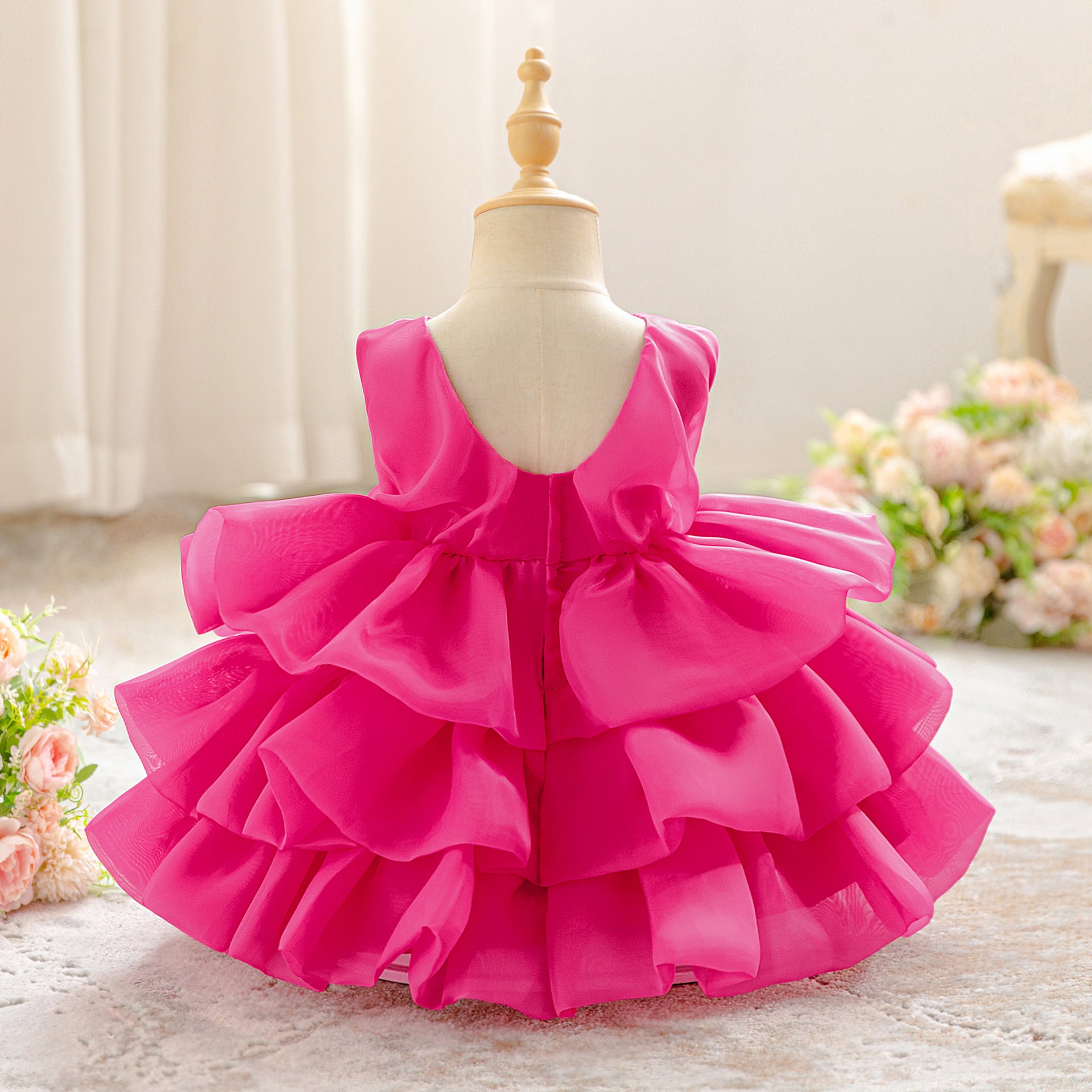 European and American new infant dress princess dress organza cake dress girl baby first birthday party dress
