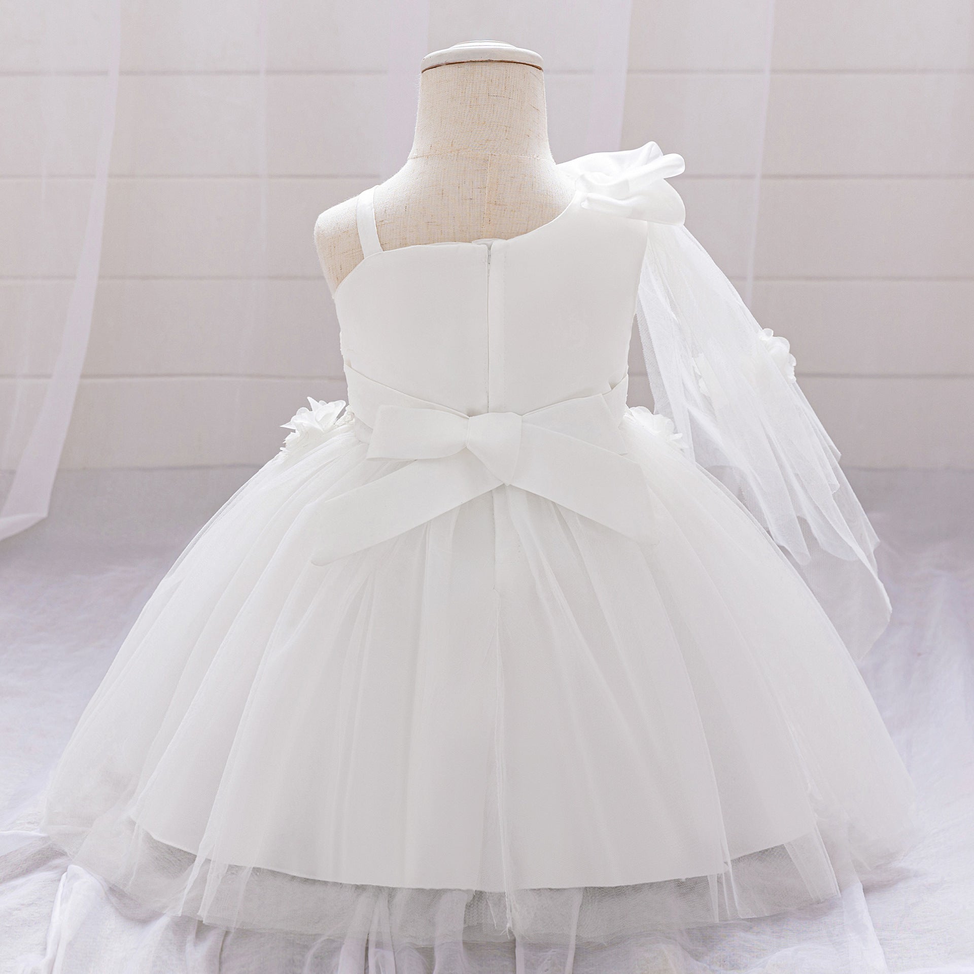 Shein foreign trade children's dress baby's first birthday party will wash the dress irregular suspender foreign style fluffy skirt