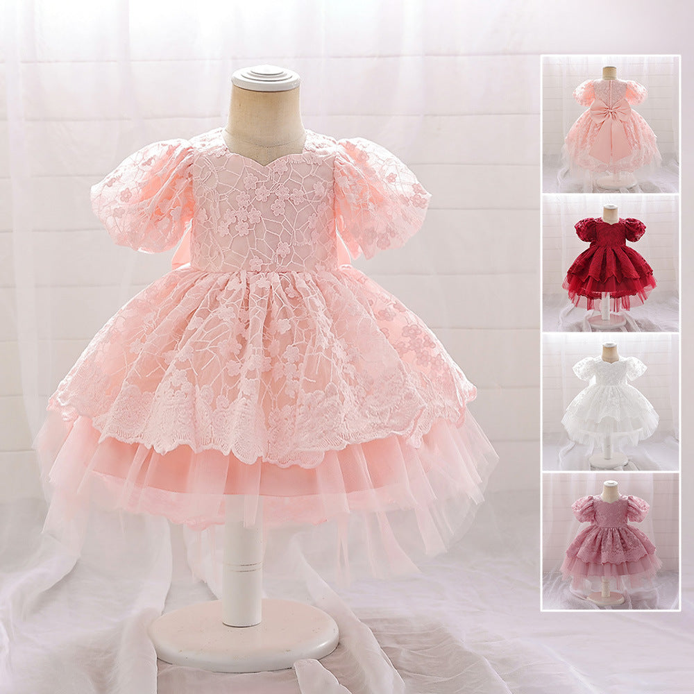 Amazon's new baby dress birthday party princess dress bubble embroidered mesh sweet tutu skirt