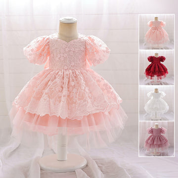 Amazon's new baby dress birthday party princess dress bubble embroidered mesh sweet tutu skirt