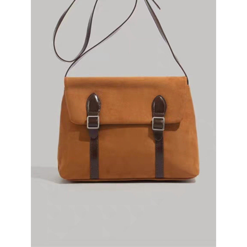 2025 autumn and winter new retro suede messenger bag, Reba Tongganqu Maillard large-capacity shoulder messenger bag