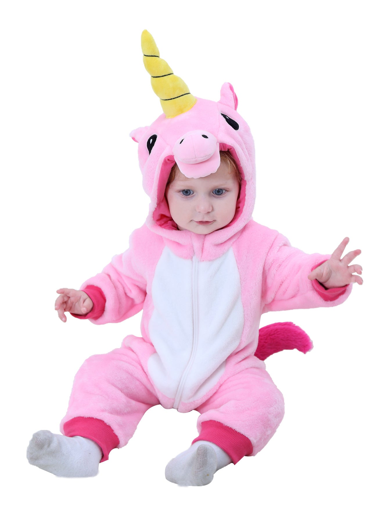 Qile Rabbit Spring New 0-2 Year Old Baby Pony Unicorn Shaping Single Layer Romper Children's Clothing H3341
