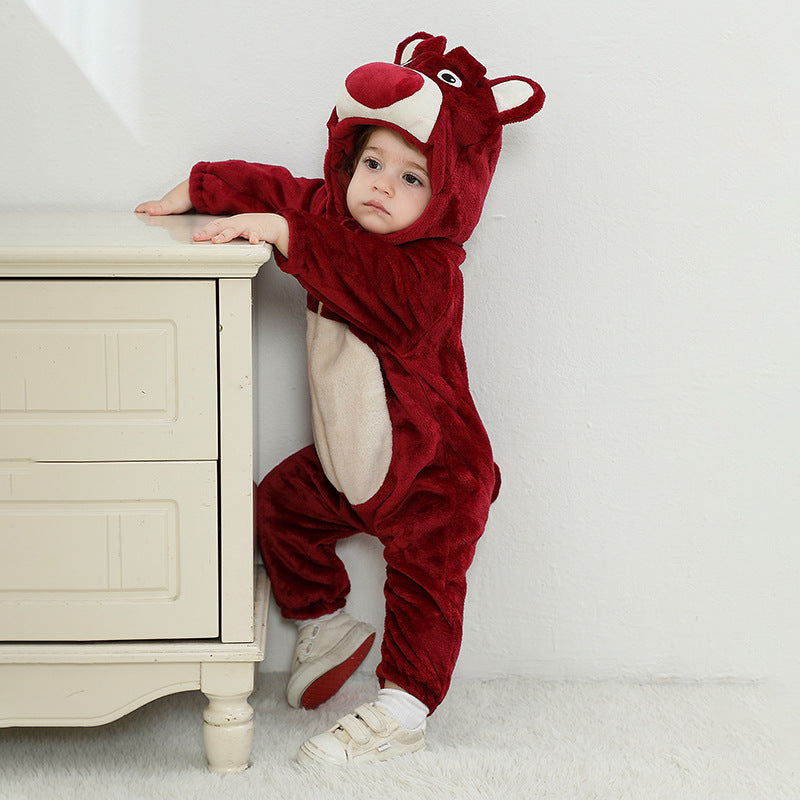 Autumn new baby flannel comfortable styling Romper cute bear styling one-piece Romper