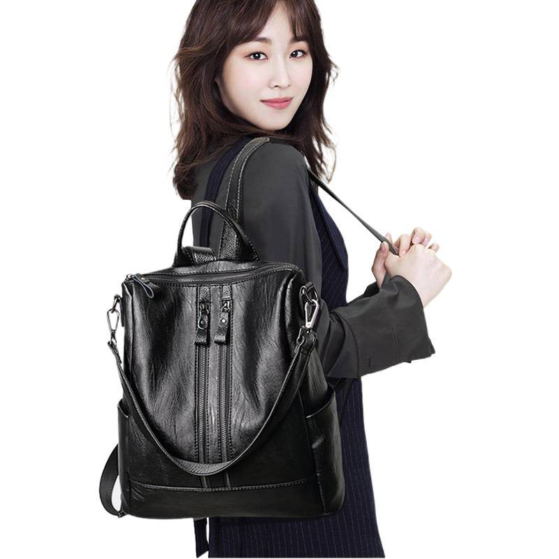 2025 new Korean version fashion backpack simple autumn and winter light schoolbag leisure travel large capacity soft leather backpack
