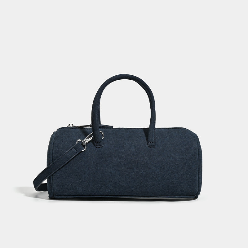 ins autumn and winter retro suede cylinder bag Boston bag handbag temperament versatile suede shoulder messenger bag