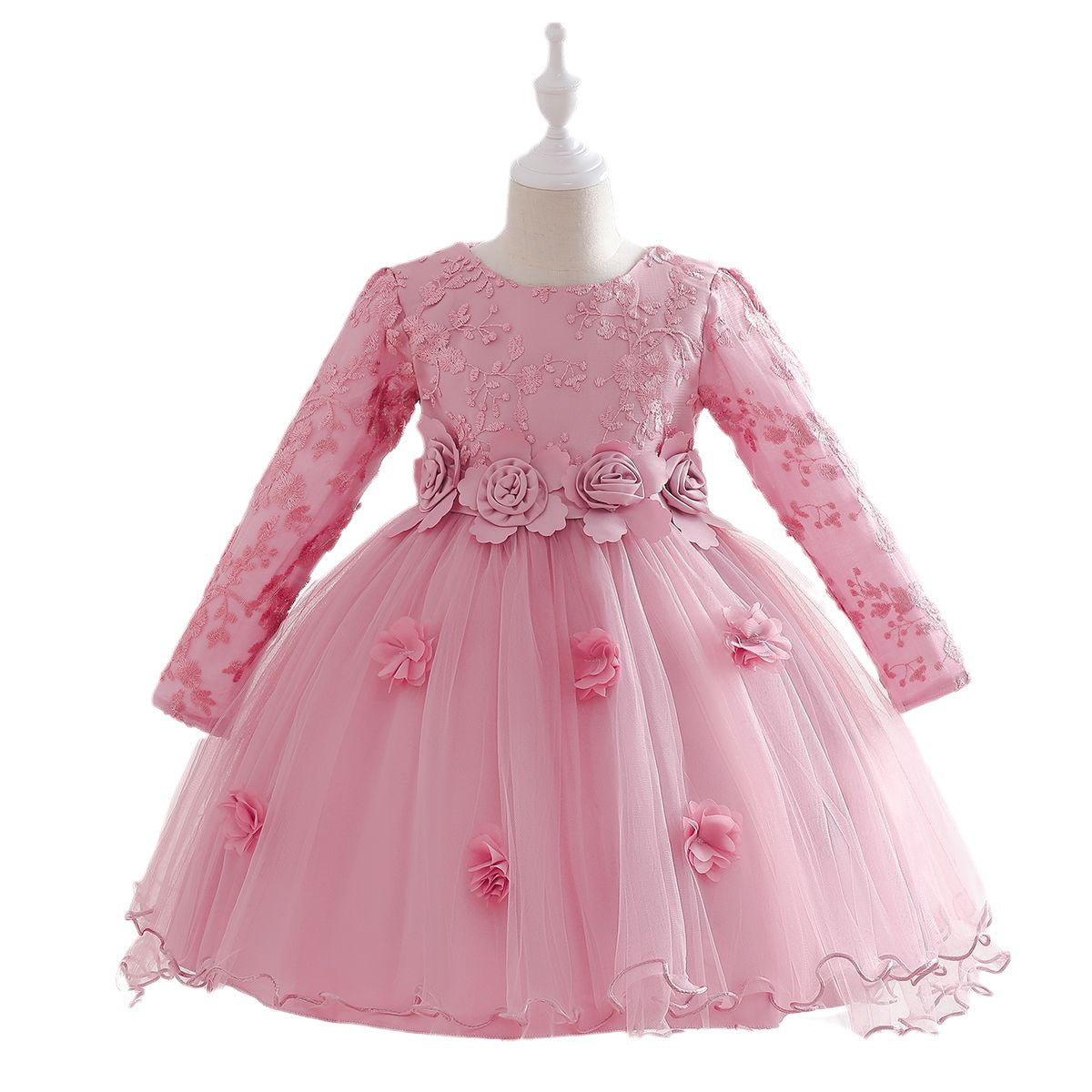 Flower princess puffed yarn dress
