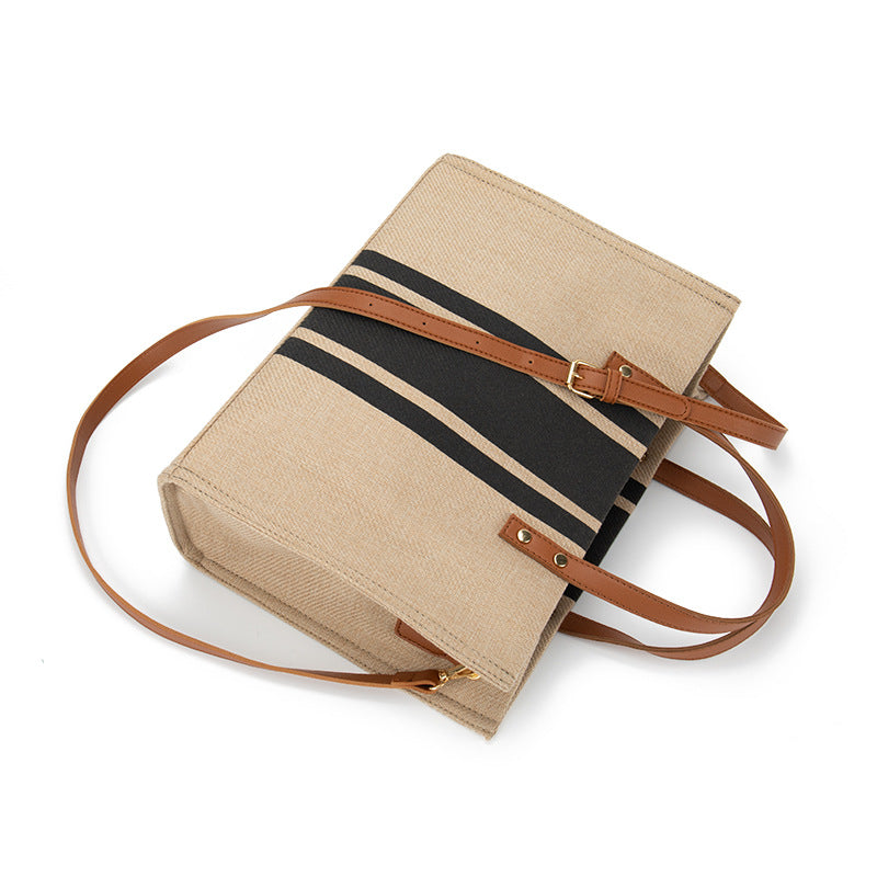 Striped Canvas Commuter Bag – Stylish & Spacious