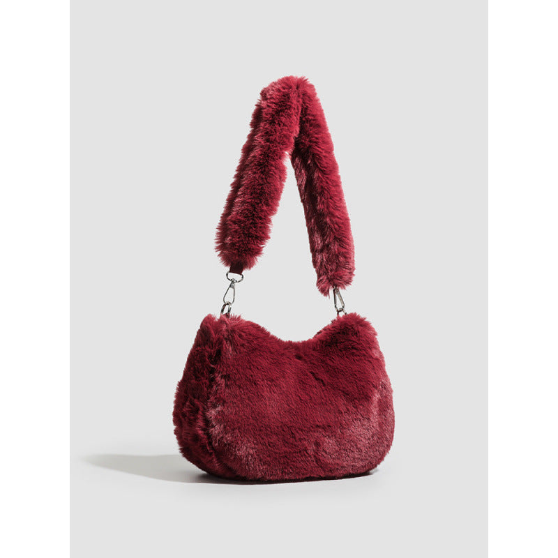 Autumn and winter with Mao Mao bag women's 2025 new ins niche explosive bag fashionable versatile plush shoulder armpit bag