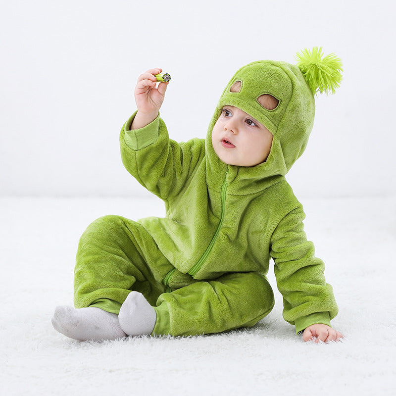 Autumn new baby flannel single-layer long-sleeved cartoon funny shape one-piece Romper climbing suit