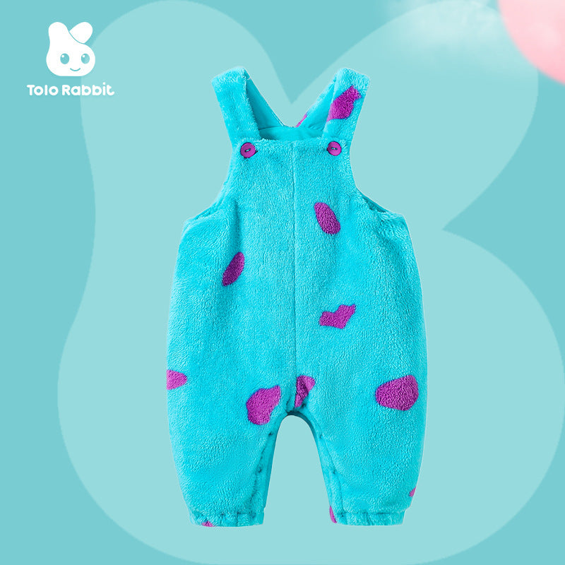 Qile Rabbit autumn new infant and toddler comfortable single-layer shape overalls, little monster shape overalls