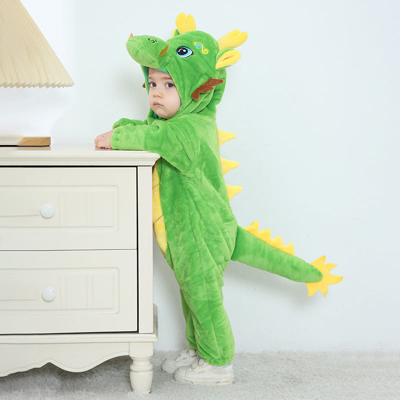 Qile Rabbit autumn new 0-3 year old baby comfortable single-layer styling Romper auspicious dragon styling one-piece Romper