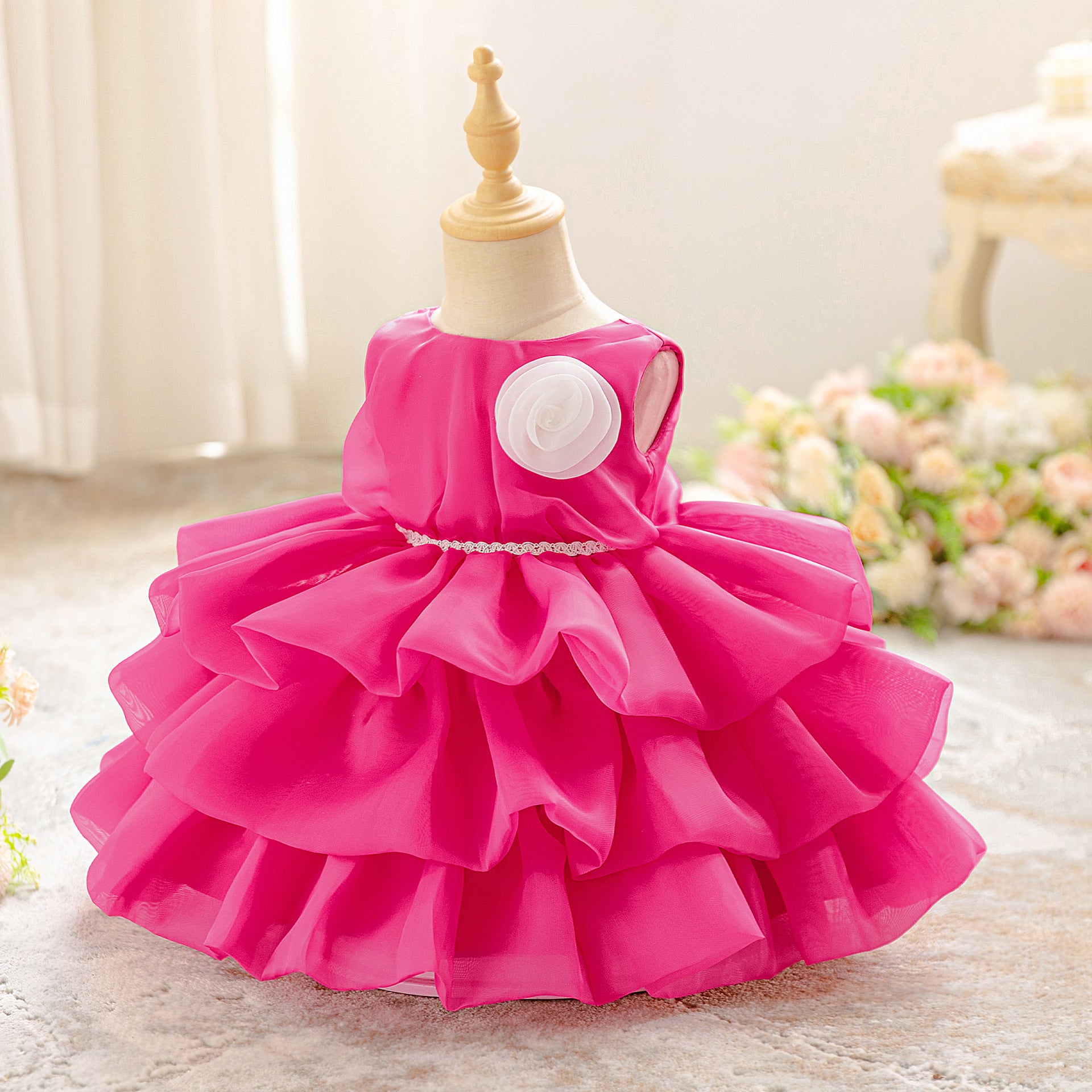 European and American new infant dress princess dress organza cake dress girl baby first birthday party dress
