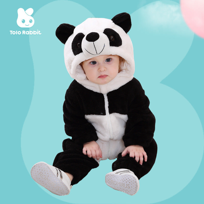 Infant and toddler treasure outing clothing wholesale flannel three-dimensional personalized cartoon shape animal one-piece Romper