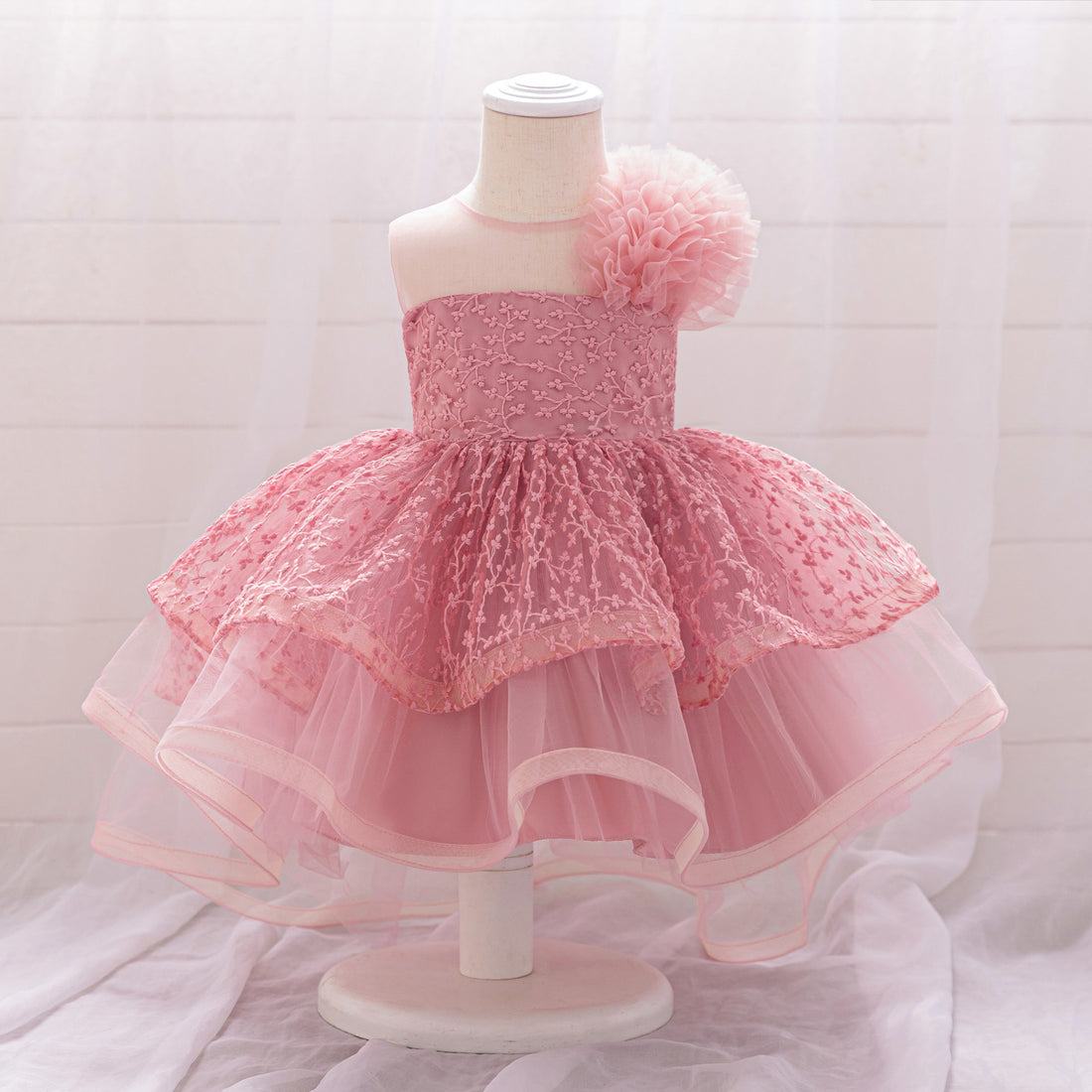 Girls' Dress Light Luxury Lace Fluffy Princess Dress Children's Host Walk Show Birthday Banquet Piano Performance Costume
