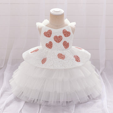 Girls' dress European and American flying sleeves fluffy cake princess dress host piano performance catwalk dress factory wholesale