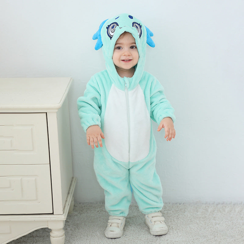 0-3 year old baby autumn new comfortable flannel single-layer styling Romper cute dinosaur styling onesie