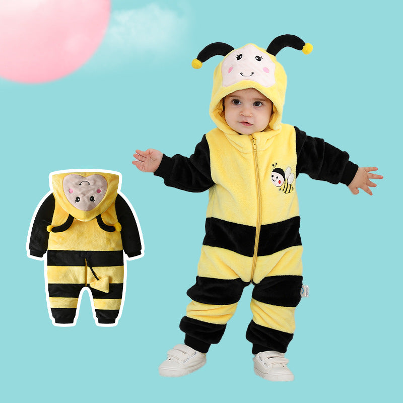 Qile Rabbit Autumn New Infants and Toddlers Two-color Cartoon Animal Trend Fashion Styling Single-layer Comfortable Romper