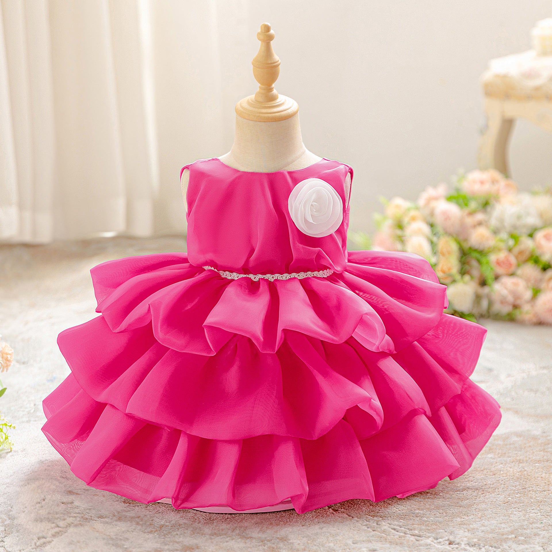 European and American new infant dress princess dress organza cake dress girl baby first birthday party dress
