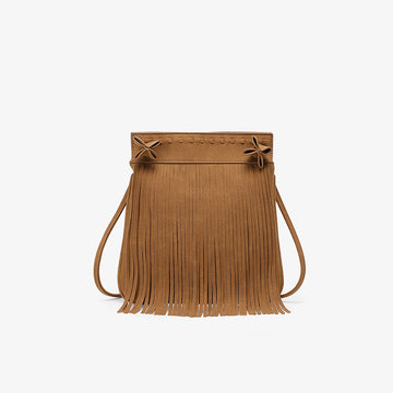 2025 autumn new retro lightweight matte fringed bag niche fashion versatile magnetic buckle women's shoulder messenger bag