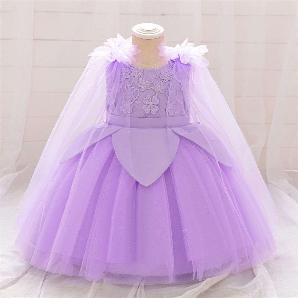 Amazon children's dress embroidered princess dress girls festival party catwalk dress host piano performance dress