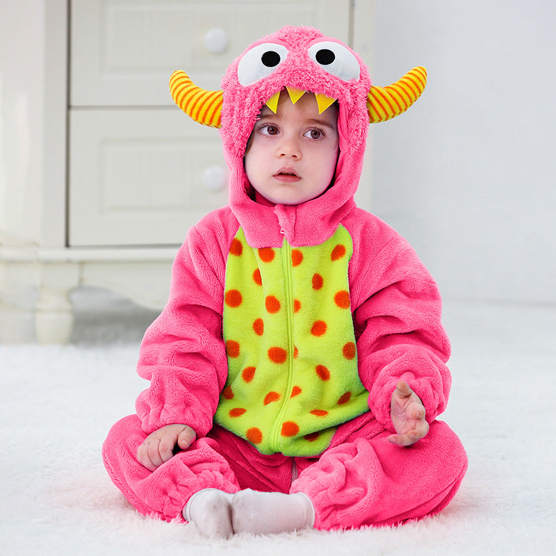 Autumn new baby flannel single-layer shape onesie Romper cartoon little monster shape onesie