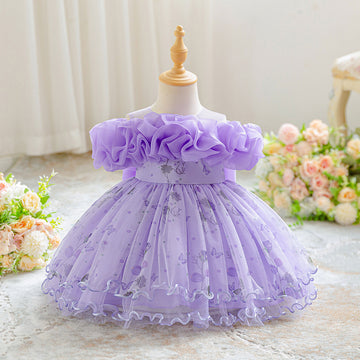 Girls Dress Little Girl Flower Fairy Fluffy Princess Dress Children's Host Piano Performance Costume