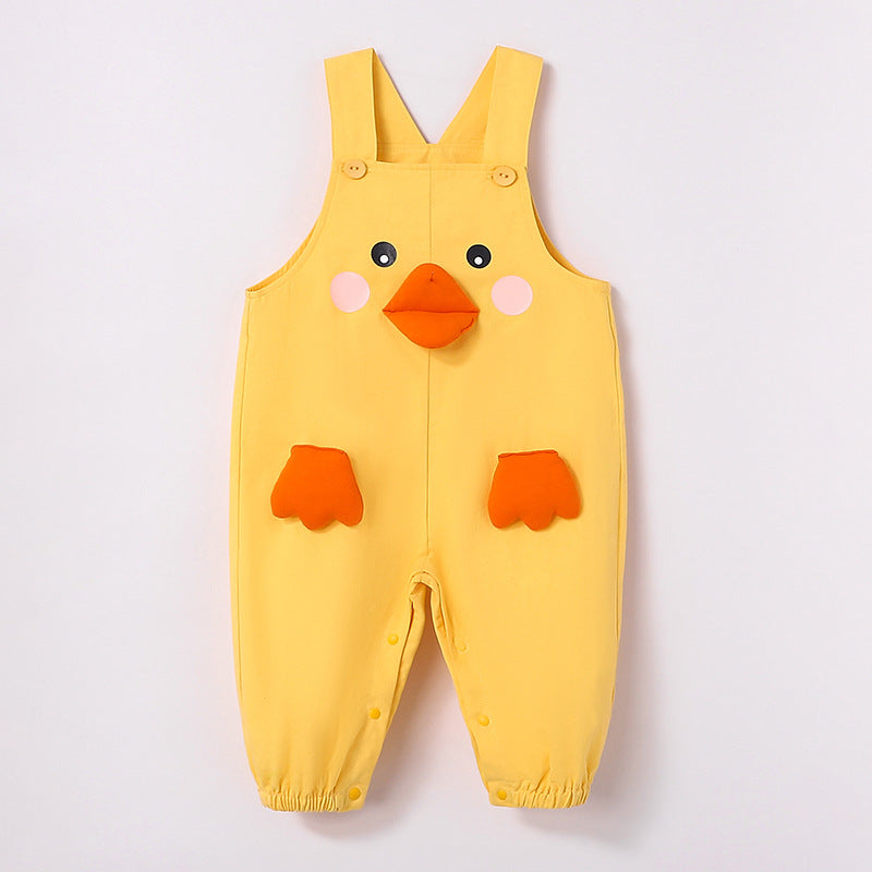 Qile Rabbit Autumn New Infant and Toddler Comfortable Styling Strap Romper Small Yellow Duck Strap Romper