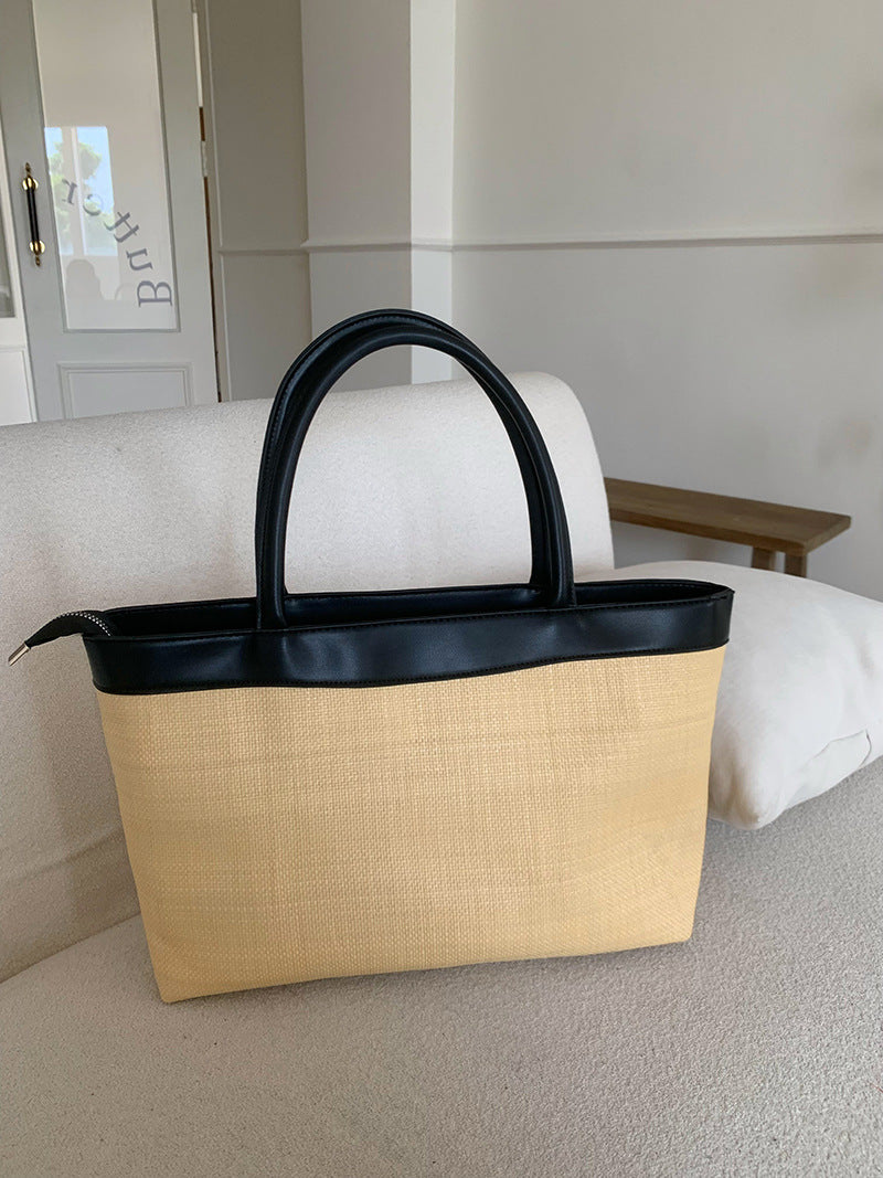 Straw Woven Large-Capacity Commuter & Beach Tote Bag