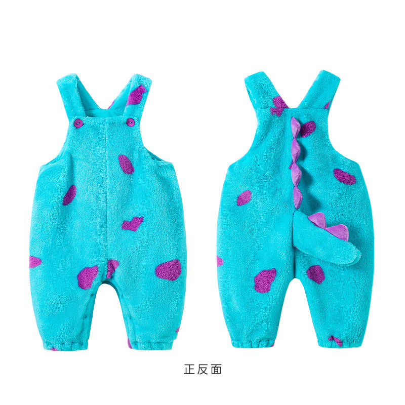 Qile Rabbit autumn new infant and toddler comfortable single-layer shape overalls, little monster shape overalls