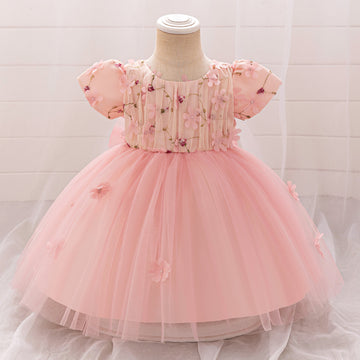 Amazon Girl Dress 2024 New Flower Embroidery Mesh Fluffy Baby Skirt Children's Princess Dress
