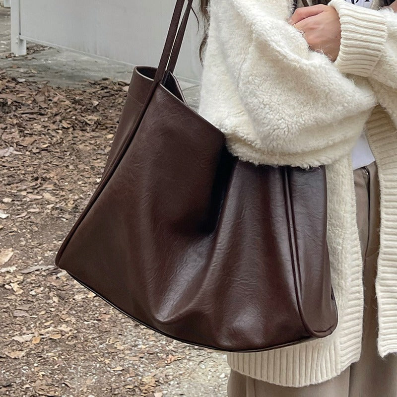 Large-Capacity Soft Leather Tote Bag