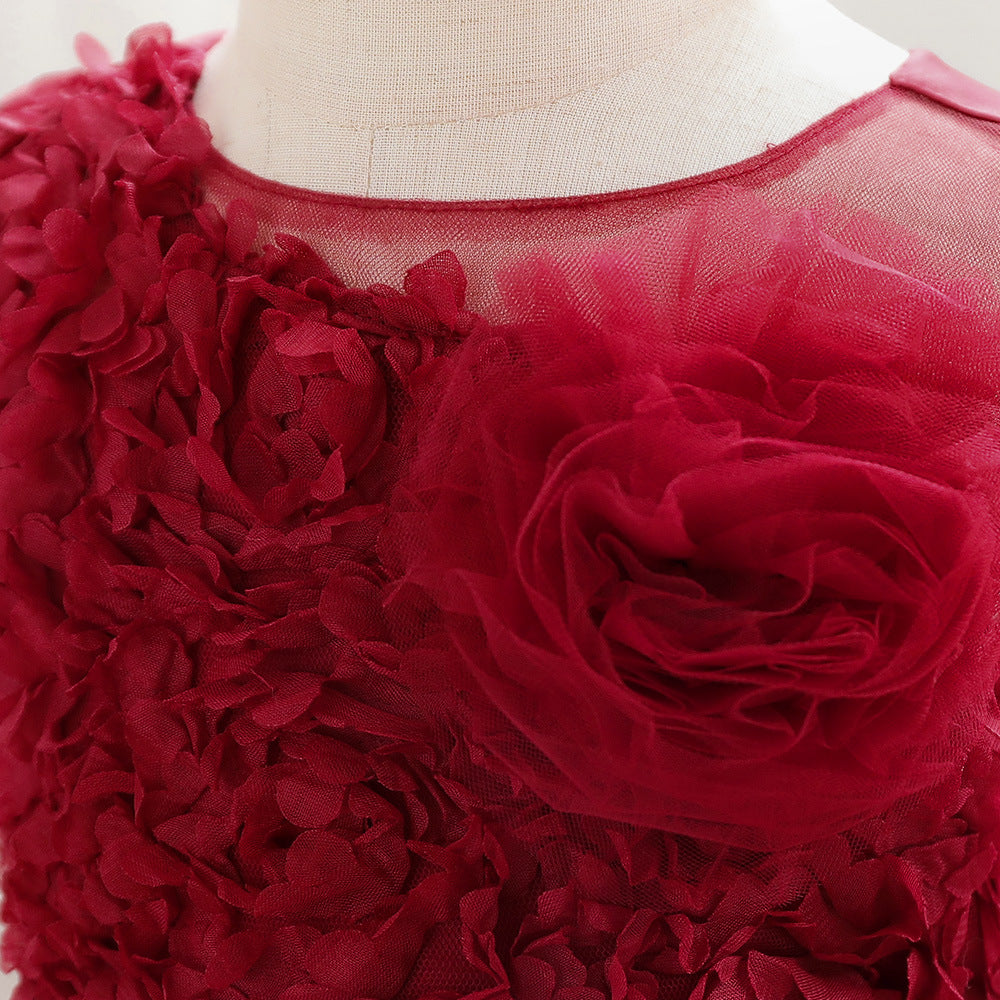 European and American baby full moon one-year-old banquet dress sleeveless three-dimensional flower dress waist cake skirt mesh skirt