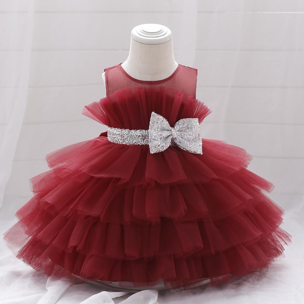 2023 new girls dress skirt cute bow strap mesh tutu summer baby girl birthday dress