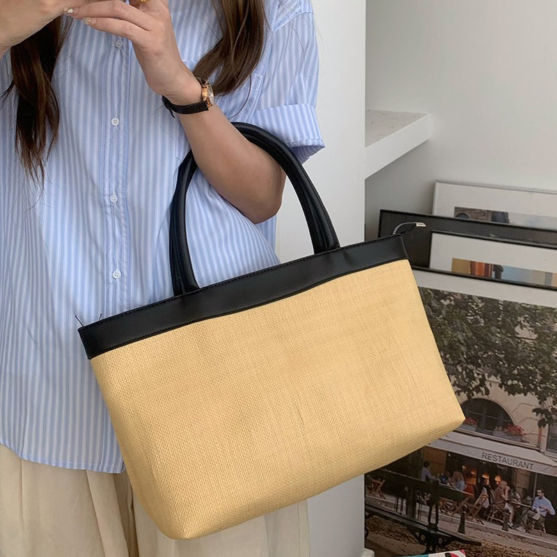 Straw Woven Large-Capacity Commuter & Beach Tote Bag