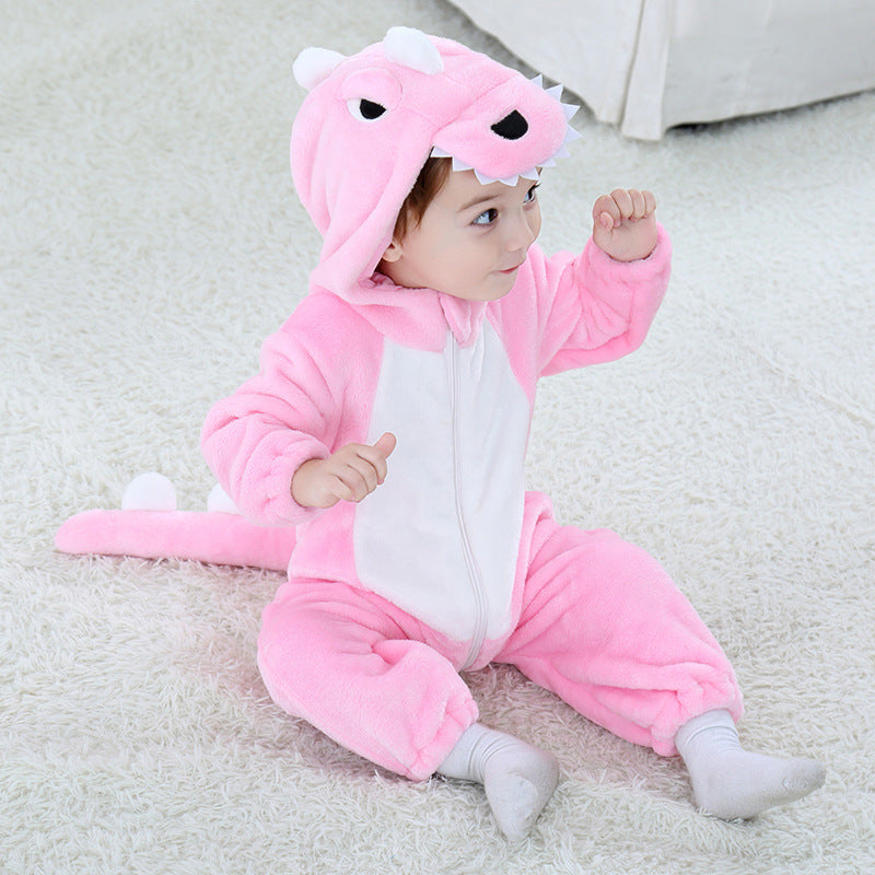 Qile Rabbit Spring and Autumn Styling Clothing Infant Cute Multicolor Dinosaur Three-dimensional Tail onesie H3340
