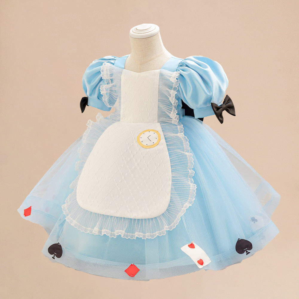 Amazon's new baby's first birthday party wash dress lace mesh splicing Lolita puffy princess dress