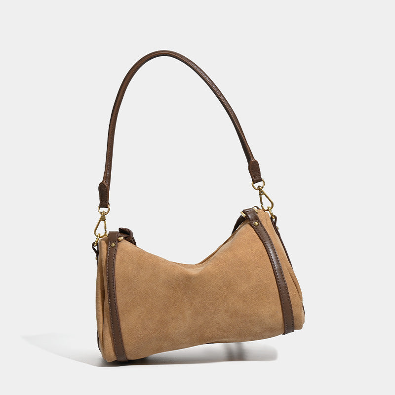 Korean version niche autumn and winter premium suede women's pillow bag hand bag matte retro commuter shoulder messenger bag