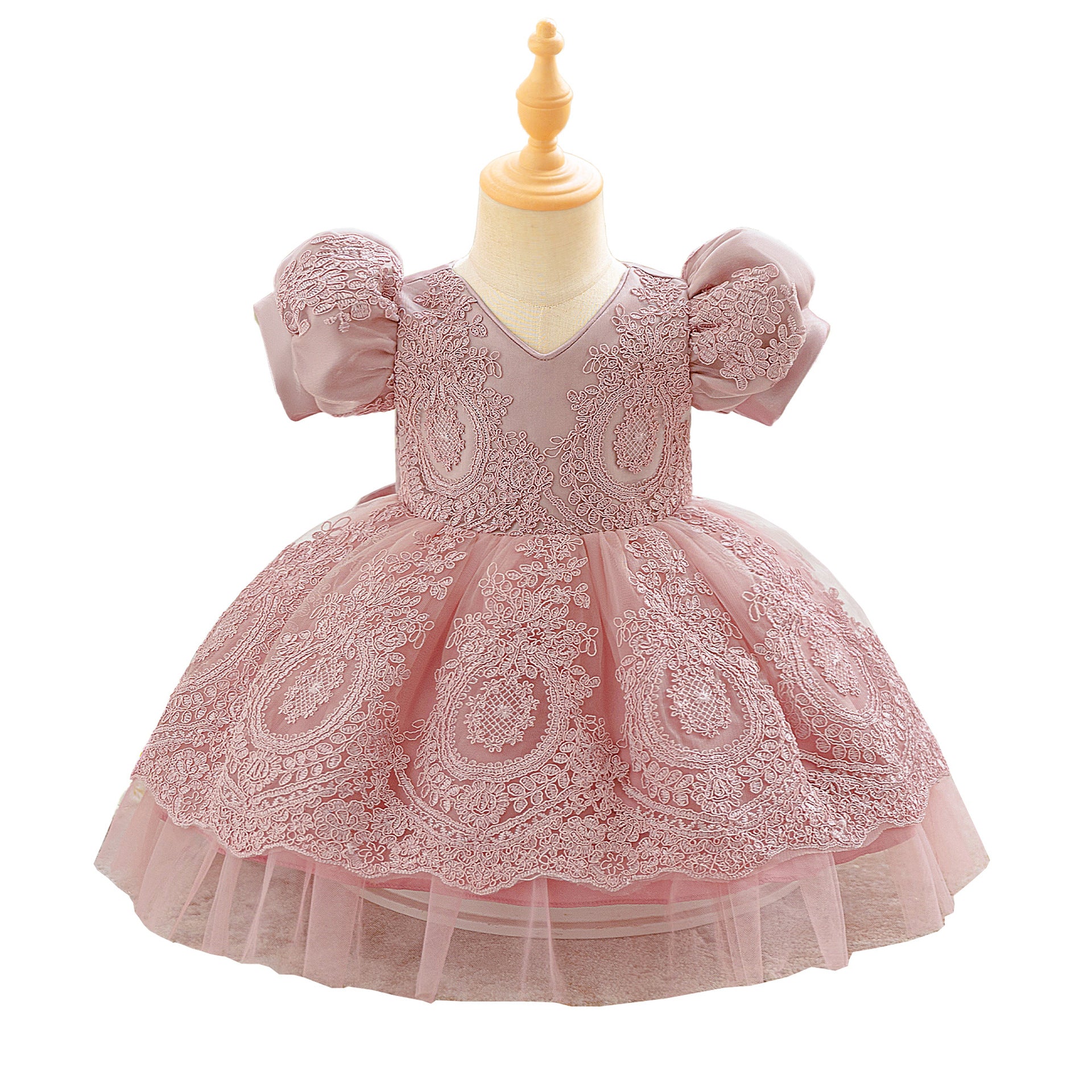 Amazon popular baby baby 100 days old dress bow tutu skirt lace dress factory direct sales