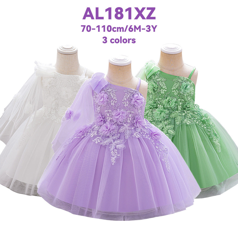 Shein foreign trade children's dress baby's first birthday party will wash the dress irregular suspender foreign style fluffy skirt