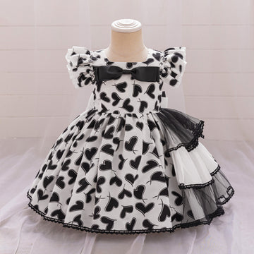 Cross-border new irregular splicing princess dress girls dress printed princess dress children's evening dress New Year's dress