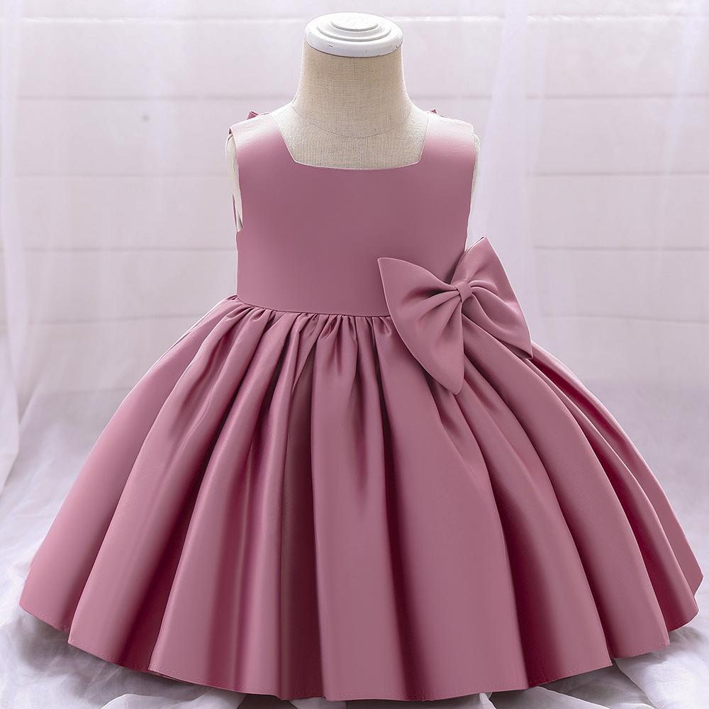 Amazon children's dress princess dress, baby clothing baby year old, satin dress European and American children's clothing dress